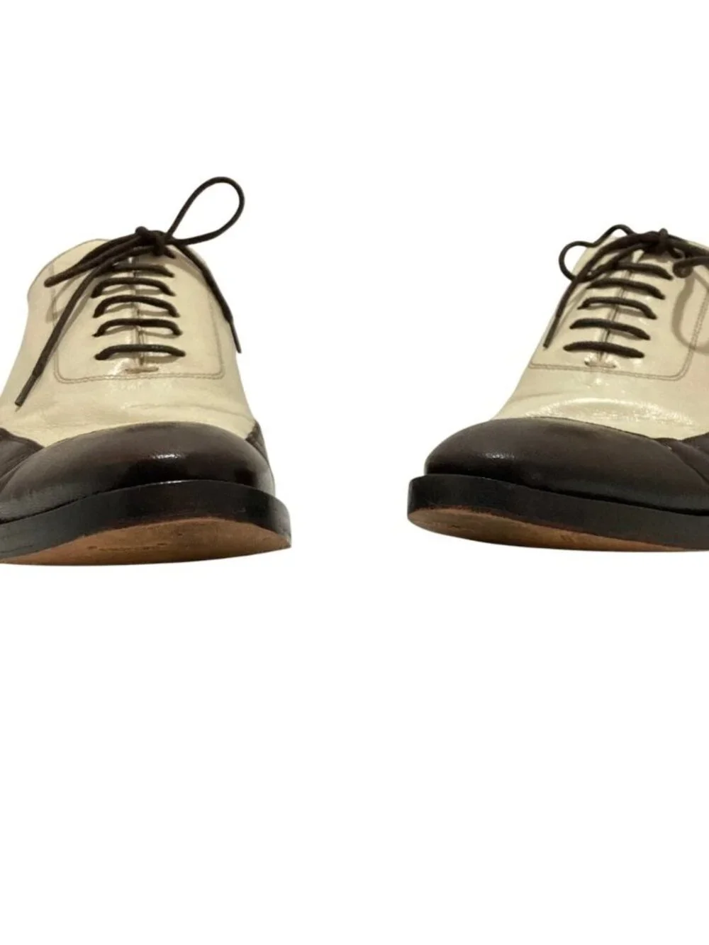 Gucci Bicolor Wingtip Leather Shoes 39.5 Brown White